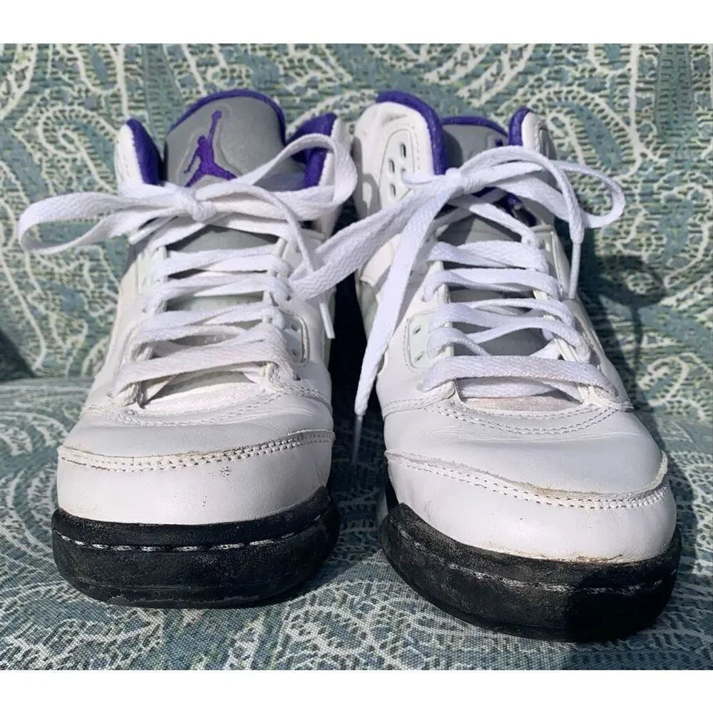 Air Jordan 440888-141 White Purple Nike Gym Sneakers Shoes YOUTH UNISEX sz 5.5